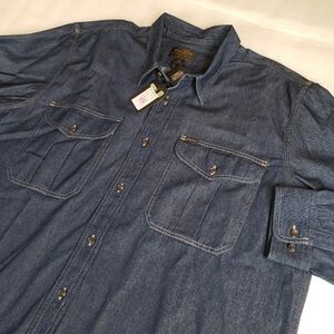 NWT Filson Men's 2XL Denim Guide Shirt Rinse Indigo Camping Hiking Fishing